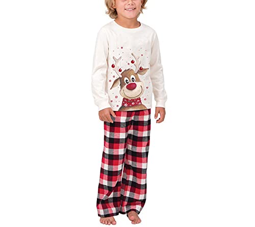 LWXQWDS Family Christmas Pajamas Matching Sets Xmas Matching Pjs for Adults Kids Holiday Home Xmas Family Sleepwear Set (A 01, Kid, 10 Years)