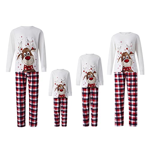 LWXQWDS Family Christmas Pajamas Matching Sets Xmas Matching Pjs for Adults Kids Holiday Home Xmas Family Sleepwear Set (A 01, Kid, 10 Years)