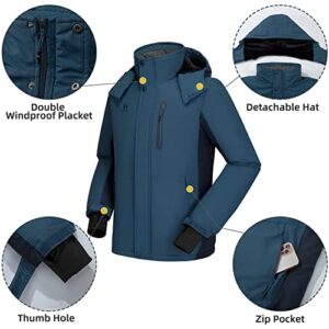 GOLDEN CAMEL Men's Winter Ski Jacket Mountain Snow Coats Waterproof Detachable Hood Windproof Fleece Rain Jackets