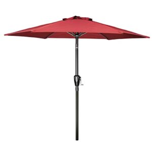 simple deluxe 9' patio umbrella outdoor table market yard umbrella with push button tilt/crank, 8 sturdy ribs for garden, deck, backyard, pool, red