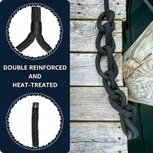 Dock Lines 3/4" x 25 ft Boat Ropes for Docking with 16" Loop, Double Braid Nylon Boat Dock Lines, Premium Dock Ropes for Boats, Boat Ropes Lines - Black Dock Lines for Boats 3/4", J-FM TWNTHSD 1 Pack