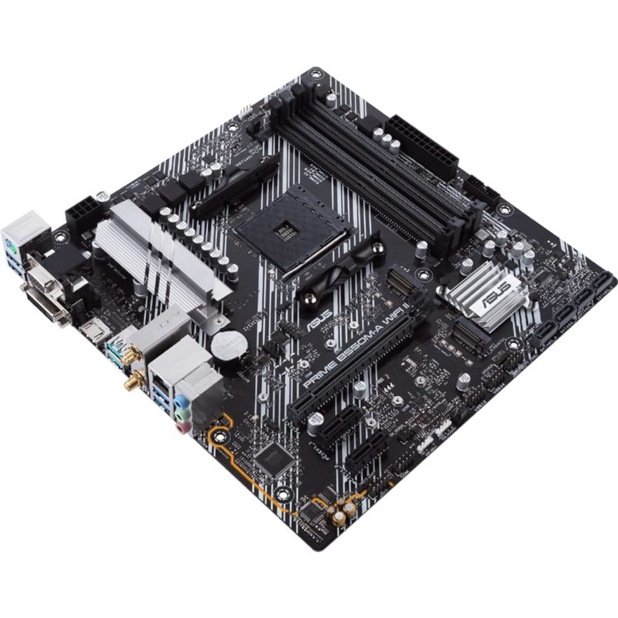 ASUS Prime B550M-A WiFi II AMD AM4 (3rd Gen Ryzen™) Micro ATX Motherboard (PCIe 4.0, WiFi 6, ECC Memory, 1Gb LAN, HDMI 2.1/D-Sub, 4K@60HZ, Addressable Gen 2 RGB Header and Aura Sync)