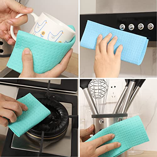 METUUTER 10 Packs Swedish Dishcloths for Kitchen, Reusable Kitchen Towels Compostable Cellulose Dish8 Clothes for Kitchen and Household Use