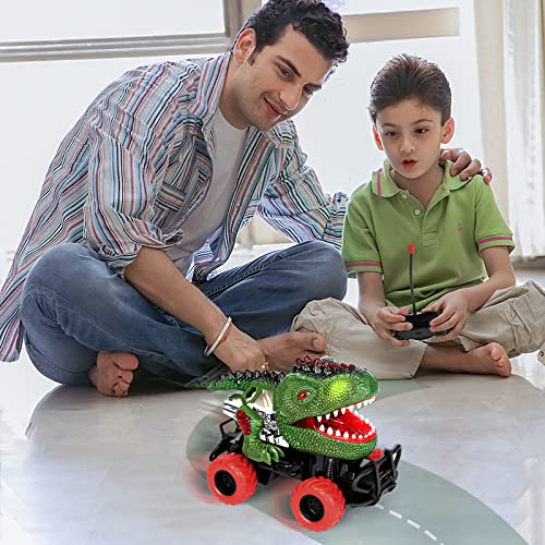 Dinosaur Toys Rc Car for 3 4 5 6 Year Old Boys, Remote Control Car Toys for Kids, Dinosaur Toys for Birthday Gifts, 3-12 Years Old Boys and Girls for Kids (Green)