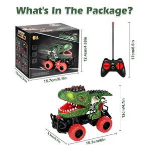 Dinosaur Toys Rc Car for 3 4 5 6 Year Old Boys, Remote Control Car Toys for Kids, Dinosaur Toys for Birthday Gifts, 3-12 Years Old Boys and Girls for Kids (Green)