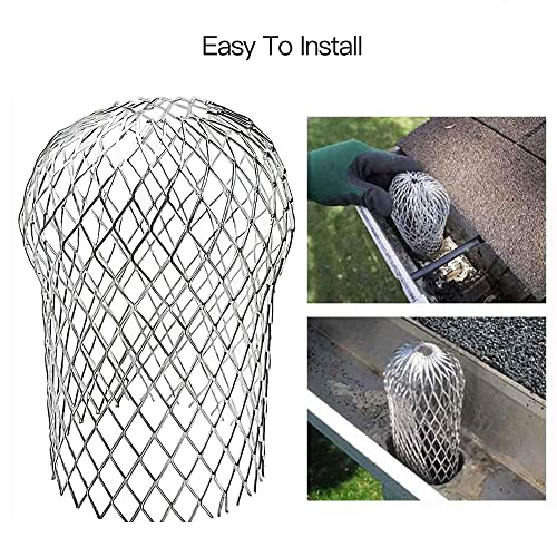 Fuvtory 8 Pack Gutter Guards, Gutter Downspout Guard, Expand Aluminum Gutter Guard Strainer Filter, Gutter Downspout Protectors, Stops Blockage Leaves Debris (3.5 Inch)