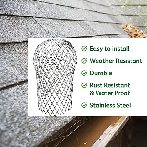 Fuvtory 8 Pack Gutter Guards, Gutter Downspout Guard, Expand Aluminum Gutter Guard Strainer Filter, Gutter Downspout Protectors, Stops Blockage Leaves Debris (3.5 Inch)