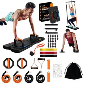 push up board, pushup fitness home gym workout equipment, multi-functional 20 in 1 workout stands with resistance bands,pilates bar,strength training equipment, push up stands handles for perfect pushups, full body home fitness training for men women