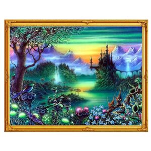 disxvivy cross stitch stamped full embroidery kits diy 11ct cotton thread printed diy needlepoint kits dmc craft needlework set cross-stitch stamped sets-magic world 17.7×23.6 inchs