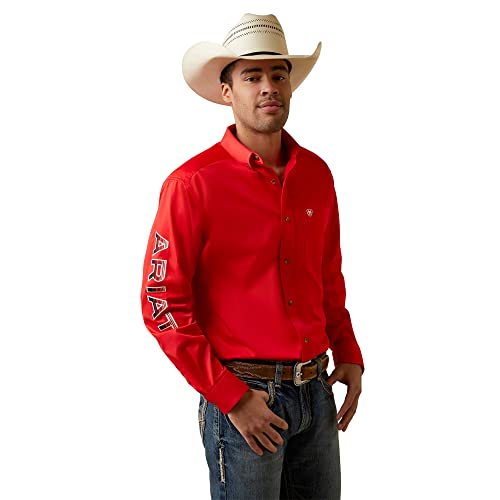 ARIAT Men's Team Logo Twill Classic Fit Shirt Poppy Red