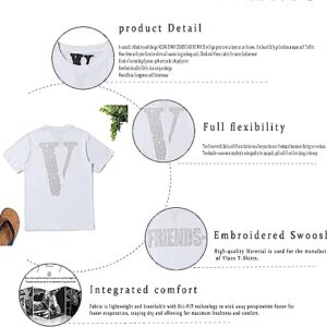 Crewmate Men’s T-Shirt Fashion Big V Letter Printed Shirt Casual Couple Hip Hop Short Sleeve Crystal Diamond T-Shirt