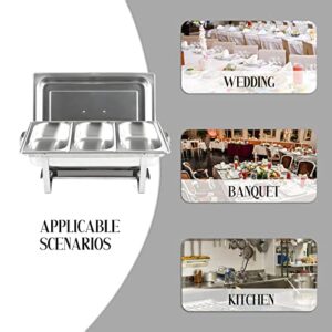 Restlrious Chafing Dish Buffet Set Stainless Steel 8 QT Foldable Rectangular Chafers and Buffet Warmers Sets w/ 3 Third Size Food Pans, Water Pan, Fuel Can for Catering Event Party Banquet, 1 Pack