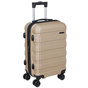 22 inch hardside expandable luggage ,carry on luggage with spinner wheels,travel suitcase champagne (abc1238)