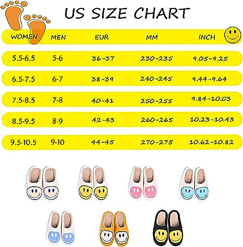 Cute Smile Face Slippers for Women and Men,Soft Plush Comfy Warm Couple Slip-On House Happy Face Slippers For Winter Indoor Outdoor Smile Slippers Non-slip Fuzzy Flat Slides White Pink 4041