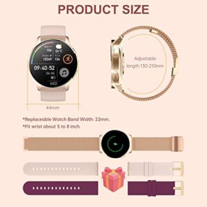 Smart Watch for Women Bluetooth Call Make Receive/Answer Smartwatch Fitness Tracker with Pedometer Heart Rate Blood Oxygen and Sleep Monitor Waterproof Smart Watches for Android and iOS Phones Gold