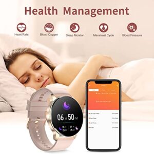 Smart Watch for Women Bluetooth Call Make Receive/Answer Smartwatch Fitness Tracker with Pedometer Heart Rate Blood Oxygen and Sleep Monitor Waterproof Smart Watches for Android and iOS Phones Gold