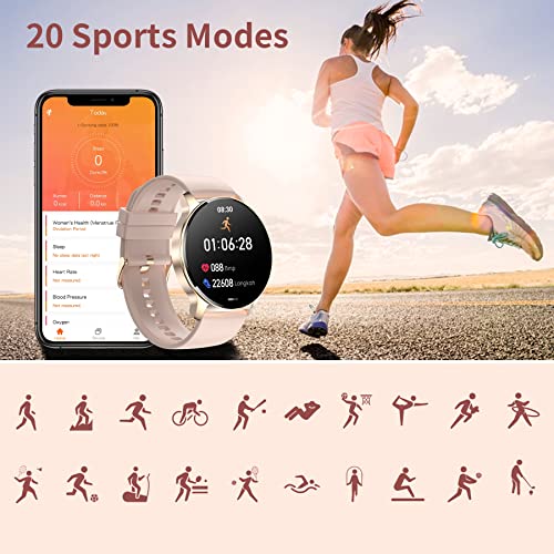 Smart Watch for Women Bluetooth Call Make Receive/Answer Smartwatch Fitness Tracker with Pedometer Heart Rate Blood Oxygen and Sleep Monitor Waterproof Smart Watches for Android and iOS Phones Gold