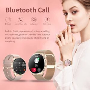 Smart Watch for Women Bluetooth Call Make Receive/Answer Smartwatch Fitness Tracker with Pedometer Heart Rate Blood Oxygen and Sleep Monitor Waterproof Smart Watches for Android and iOS Phones Gold