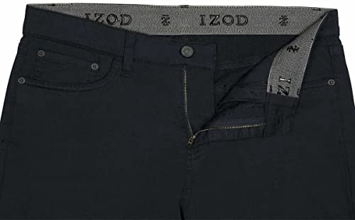 IZOD Mens Mid-Weight Comfort Stretch Knit Denim 5 Pocket Pant (as1, Waist_Inseam, Numeric_34, Numeric_34, Regular, Regular, Black, 34W x 34L)