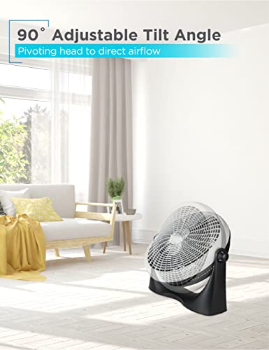 BLACK+DECKER Floor Fan for Home, Garage, Bedroom, or Office, Cooling Fan for Floor with 3 Fan Settings, Quiet Floor Fan with Adjustable Tilt Angle and Sturdy Base