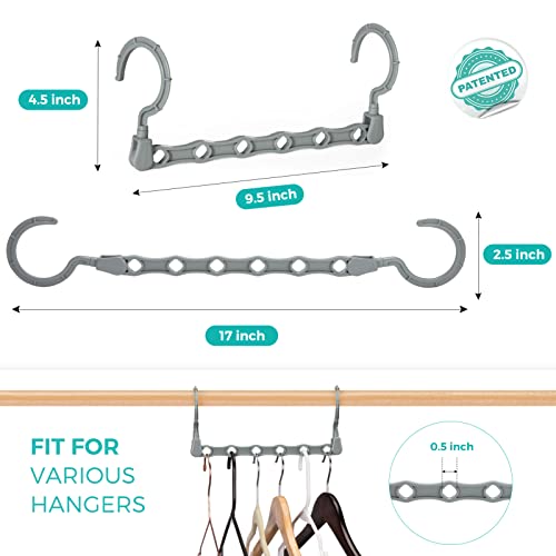 HOUSE DAY Space Saving Hangers for Clothes 10 Pack, Magic Hangers Multi Hangers Organizer, Closet Organizers and Storage System Closet Space Saver Hangers, Collapsible Hangers for Clothes, Gray