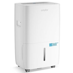 waykar 80 pints energy star dehumidifier for spaces up to 5,000 sq. ft at home, in basements and large rooms with drain hose and 1.14 gallons water tank (jd025ce-80)