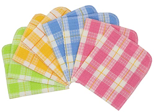 Mia'sDream Cotton Rags Terry Dish Cloths Dish Rags for Cleaning, Absorbent Cleaning Rags Lint Free Cleaning Cloths Pack of 8, 13inch x 13inch Multi Colors