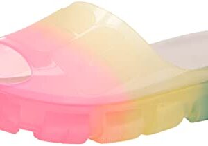 UGG Women's JELLA Clear Watercolors Slide Sandal, Rainbow Blend, 10