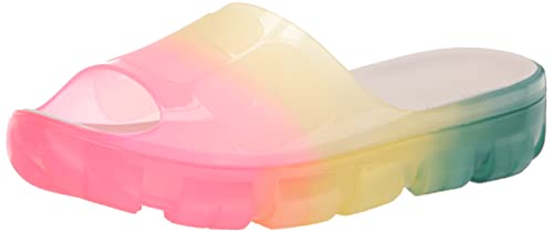 UGG Women's JELLA Clear Watercolors Slide Sandal, Rainbow Blend, 10