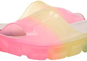 UGG Women's JELLA Clear Watercolors Slide Sandal, Rainbow Blend, 10