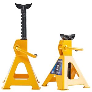 tonda jack stands, 2 ton 4,000 lb, heavy duty steel car lifting stand for sedan suv coupe, yellow, 1 pair