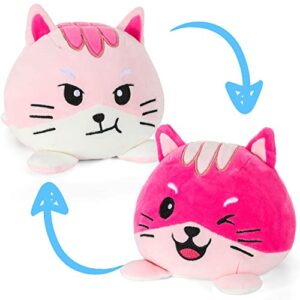 reversible cat plushie cute stuffed animals flip baby super soft plush toy show your happy sad mad angry mood without saying a word