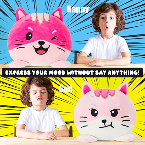 Reversible Cat Plushie Cute Stuffed Animals Flip Baby Super Soft Plush Toy Show Your Happy Sad Mad Angry Mood Without Saying a Word