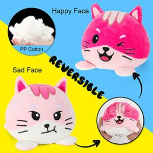 Reversible Cat Plushie Cute Stuffed Animals Flip Baby Super Soft Plush Toy Show Your Happy Sad Mad Angry Mood Without Saying a Word