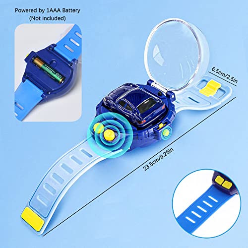 LUBERDUSH Mini Remote Control Watch Alloy Car Toys,2.4 GHz 50m Long Distance Small Racing Car with USB Charging,Cartoon RC Car Gift for 3-12 Years Old Boys and Girls(Blue)