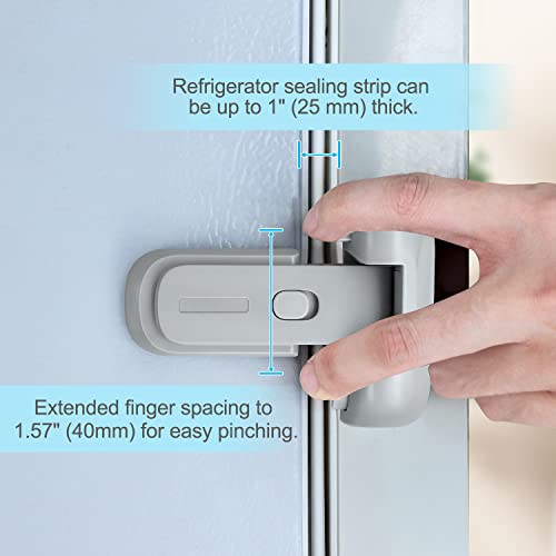 CLYMENE Refrigerator Fridge Freezer Door Lock for Kids, Child Proof Refrigerator Latch Lock to Keep Door Closed, No Tools Required and Easy Installation (Grey)