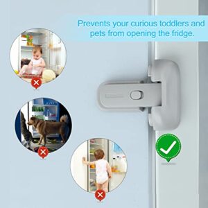 CLYMENE Refrigerator Fridge Freezer Door Lock for Kids, Child Proof Refrigerator Latch Lock to Keep Door Closed, No Tools Required and Easy Installation (Grey)