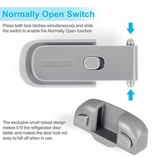 CLYMENE Refrigerator Fridge Freezer Door Lock for Kids, Child Proof Refrigerator Latch Lock to Keep Door Closed, No Tools Required and Easy Installation (Grey)