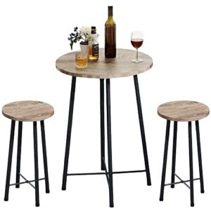 vecelo 3-piece table sets, round bistro pub furniture and chairs set of 2, counter height wood top,small spaces saving for dining room breakfast, maple