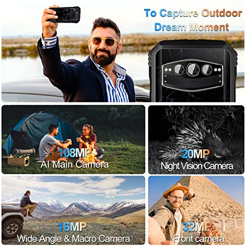 DOOGEE V30T 2023 5G Unlocked Smartphone, 20GB+256GB Rugged Smartphone, 66W/10800mAh Battery Cell Phone, 120Hz 6.58" 108MP Camera Rugged Phone, Dual Speakers, Night Vision, IP68 Waterproof, NFC, OTG