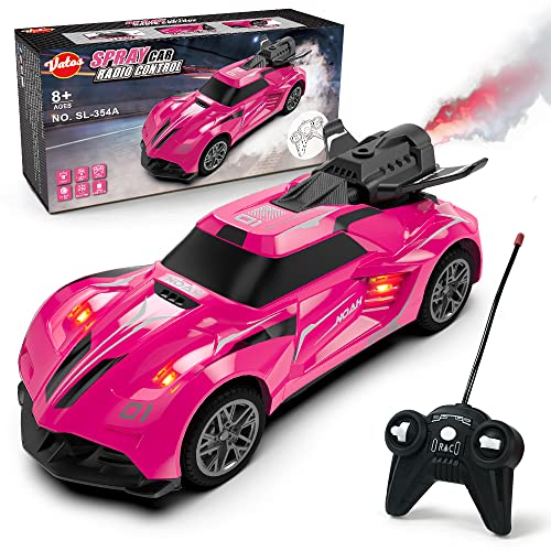 VATOS Remote Control Car, 1:24 Scale Kids Mini RC Car with LED Lights and Spray Effect, 27Mhz RC Racing Electric Car Toys for 3 4 5 6 7 8-12 Years Boys Girls Birthday, Party