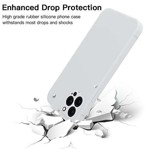 KPKHDI iPhone 13 Pro Max Case Compatible with iPhone 13 Pro Max Matte Silicone Stain Resistant Cover with Full Body Protection Anti-Scratch Shockproof Case 6.7 inch (White)