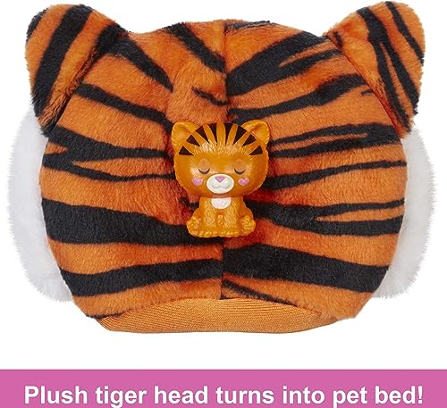 Barbie Cutie Reveal Fashion Doll, Jungle Series Tiger Plush Costume, 10 Surprises Including Mini Pet & Color Change