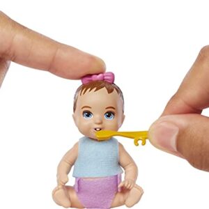 Barbie Skipper Babysitters Inc Baby Small Doll & Accessories, First Tooth Playset with Appearing & Disappearing Tooth