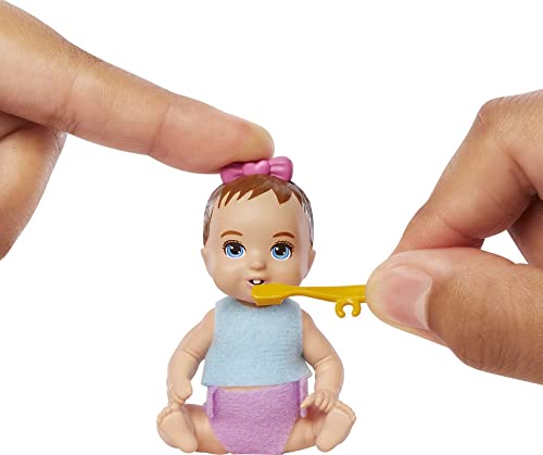 Barbie Skipper Babysitters Inc Baby Small Doll & Accessories, First Tooth Playset with Appearing & Disappearing Tooth