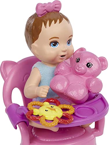 Barbie Skipper Babysitters Inc Baby Small Doll & Accessories, First Tooth Playset with Appearing & Disappearing Tooth