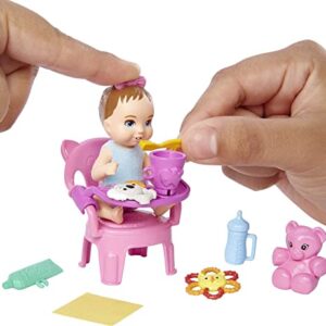 Barbie Skipper Babysitters Inc Baby Small Doll & Accessories, First Tooth Playset with Appearing & Disappearing Tooth