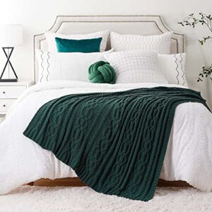 battilo christmas dark green throw blanket for couch, woven chenille knit throw blanket versatile for chair, 51 x 67 inch super soft warm decorative textured blanket for bed, sofa and living room