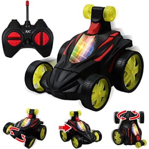 hyw remote control stunt car for kids,double sided 360° rotation and flip,with led light,toy christmas birthday gifts for boys and girls aged 3-8