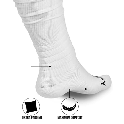 Magnify Sportswear Scrunch Football Socks for Athletes of Faith - Padded Extra Long Athletic Socks for Men, Youth, Boys, Kids